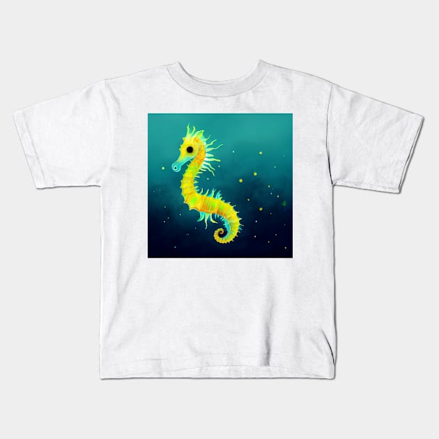 Yellow Seahorse Kids T-Shirt by fistikci